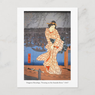 Carte Postale Soirée hiroshige sur le fleuve Sumida Art japonais