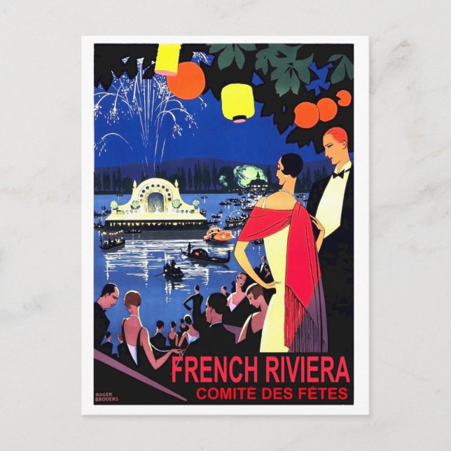 Carte Postale Soirée romantique sur la riviera française, voyage (Devant)