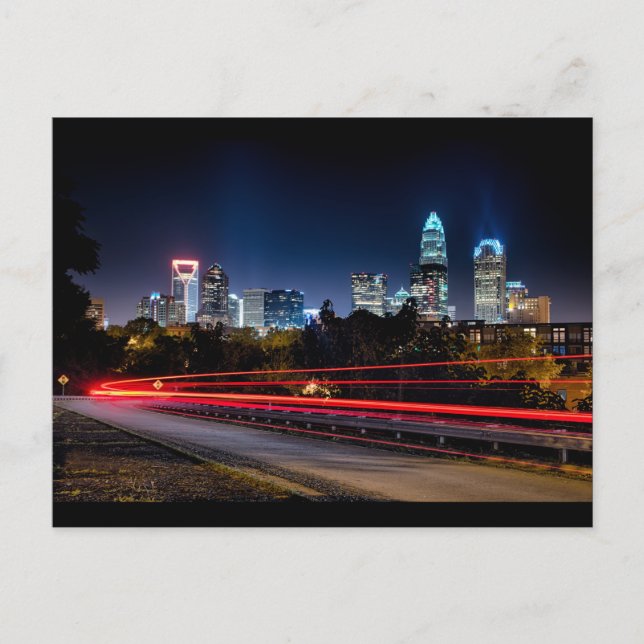 Carte Postale soirée skyline de la charlotte-nord-carolina (Devant)