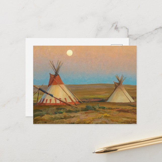 Carte Postale Soirée sur la réserve Blackfoot de Dixon (Devant/Arrière en situation)