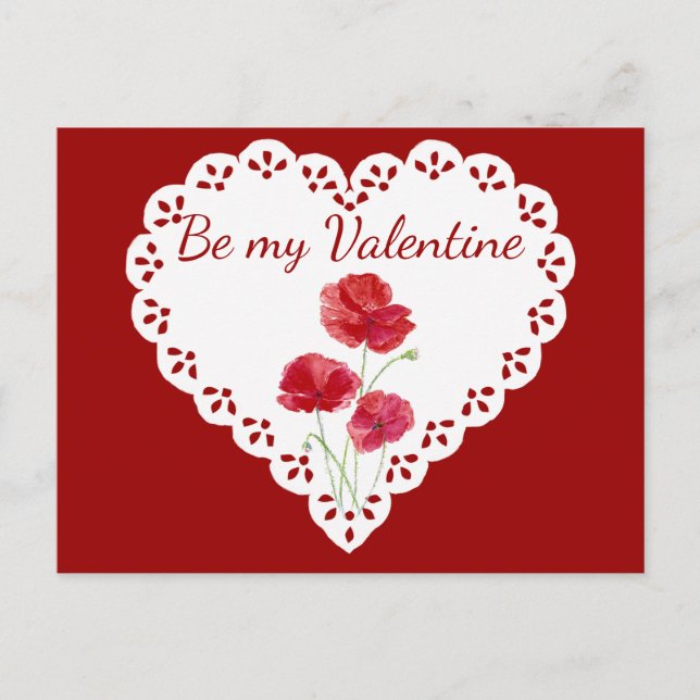 Carte Postale Sois Mon Coeur de Fleur de Pavot Rouge Valentine (Devant)