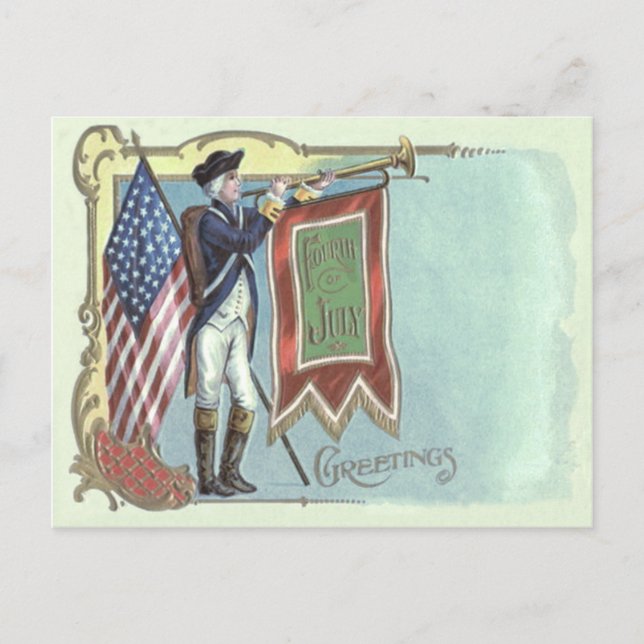 Carte Postale Soldat de guerre révolutionnaire American Flag Hor (Devant)