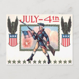 Carte Postale Soldat de guerre révolutionnaire Bouclier du drape