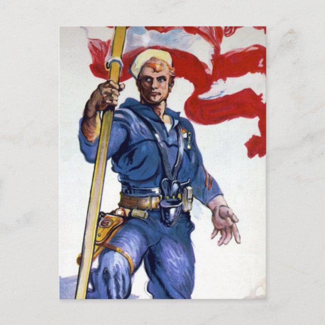 Carte Postale Soldat de la marine de la rétro Patriotic Combat M (Devant)