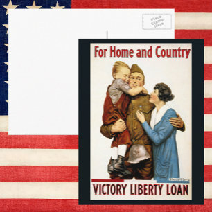 Carte Postale Soldat patriotique vintage pour l'emprunt de la li