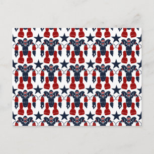 Carte Postale Soldat robotique patriotique Rouge Blanc Bleu Étoi