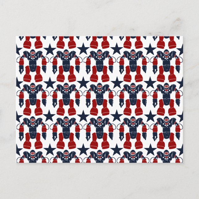 Carte Postale Soldat robotique patriotique Rouge Blanc Bleu Étoi (Devant)