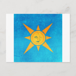 Carte Postale Soleil brillant, Lune dormant—symbole soleil et lu