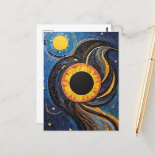 Carte Postale Soleil céleste et étoiles dans le ciel nocturne Mo