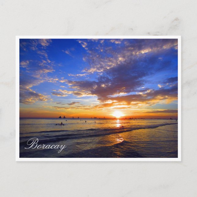 Carte Postale soleil couchant boracay bleu (Devant)