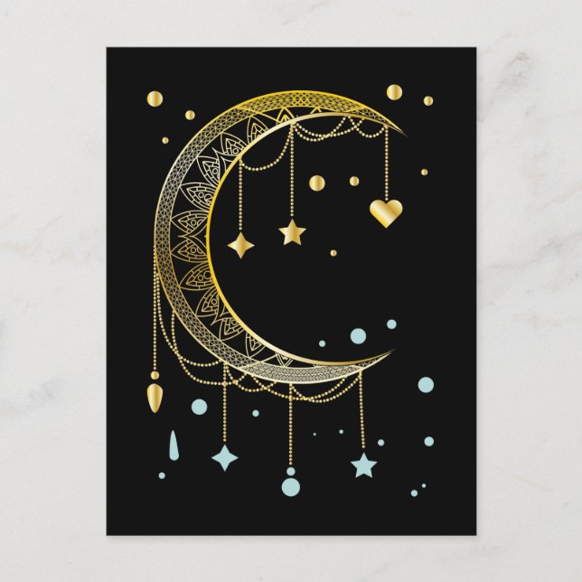 Carte Postale Soleil croissant Spiritualité Lune Kawaii (Devant)