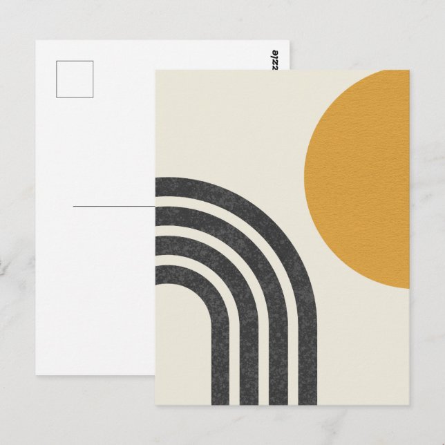 Carte Postale Soleil et arc-en-ciel modernes du milieu du siècle (Devant / Derrière)