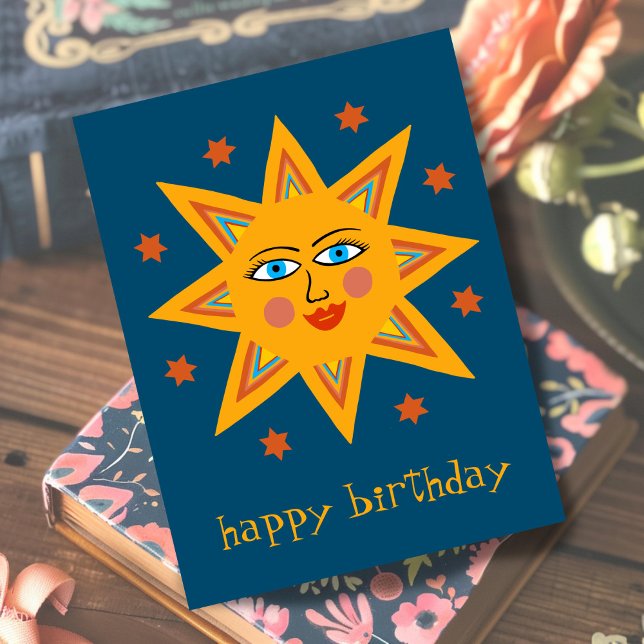 Carte Postale Soleil joyeux JOYEUX ANNIVERSAIRE PERSONNALISÉ  (Cheerful Sun HAPPY BIRTHDAY CUSTOM Postcard
)