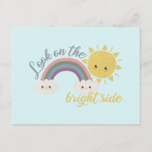 Carte Postale Soleil mignon, nuage et arc-en-ciel : Regardez le 