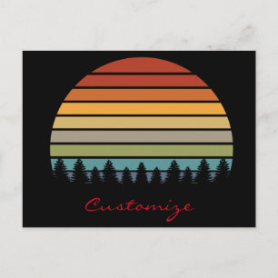 Carte Postale Soleil rayé multicolore avec arbres Thunder_Cove