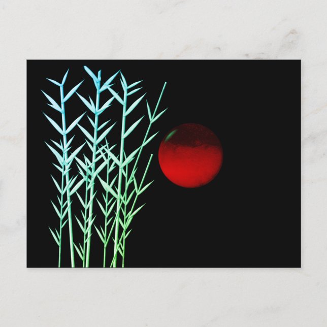 Carte Postale Soleil rouge noir blanc zen (Devant)