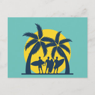Carte Postale Soleil surf et palmiers surf cool