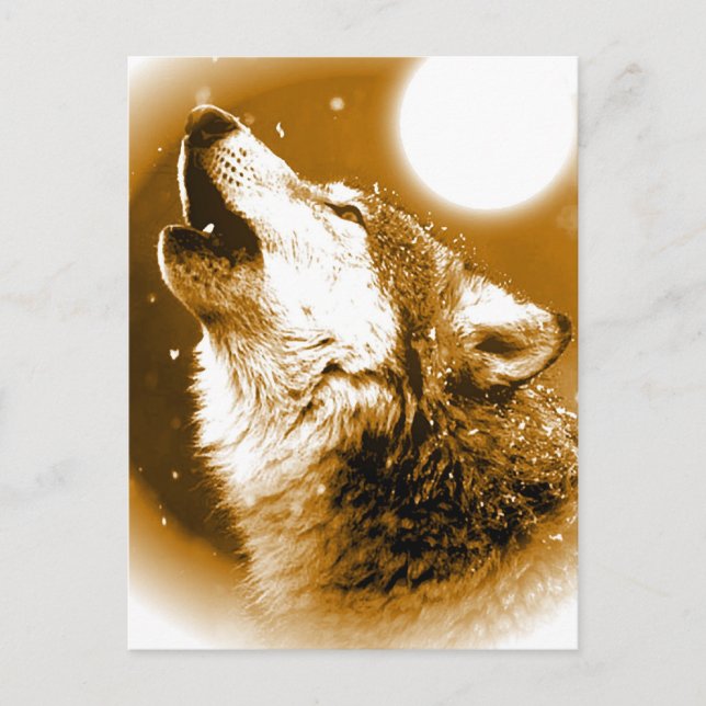 Carte Postale Solely Wolf Howling at Moon (Devant)