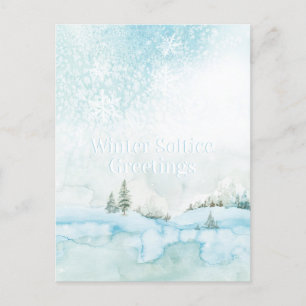 Carte Postale Solstice d'hiver Aquarelle Forêt paysage d'hiver
