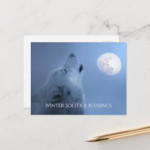 Carte Postale Solstice d'hiver Bénédiction Wolf et Lune