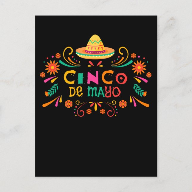 Carte Postale Sombrero Fiesta mexicaine Joyeux Cinco De Mayo (Devant)