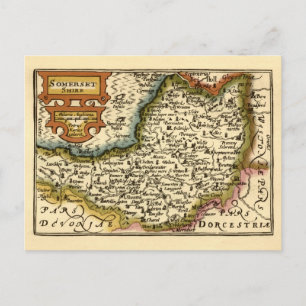 Carte Postale Somerset Comté Angleterre Ancien Atlas Antiquaire 