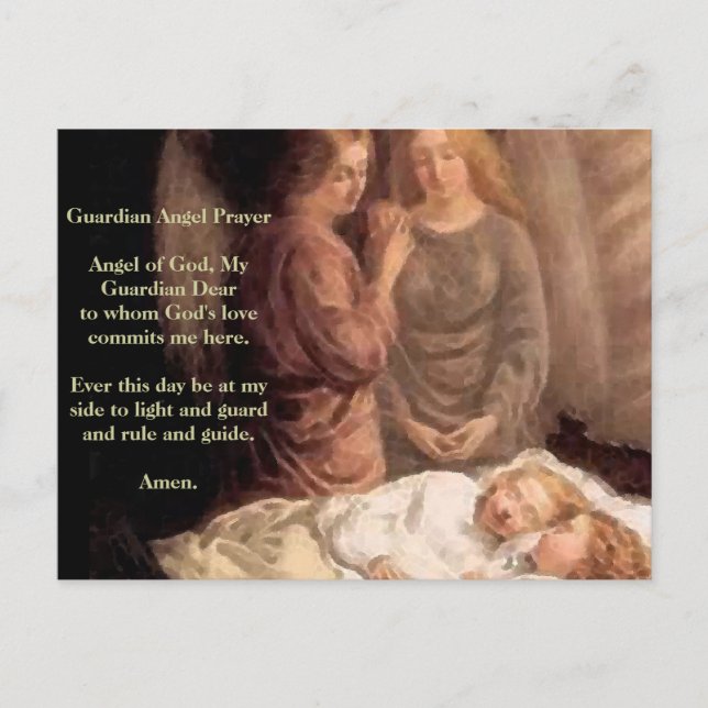 Carte Postale Sommeil - Deux anges gardiens et enfants (Devant)