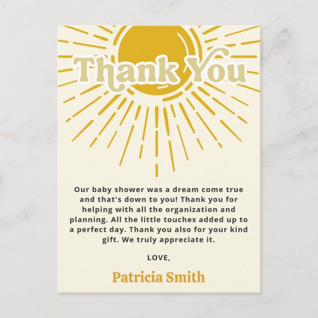 Carte Postale Son Boho Boy Baby shower Merci (Devant)