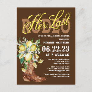 Carte Postale Son Dernier Rodeo Cowgirl Bottes Lemons Fête des m