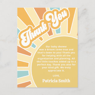 Carte Postale Son Retro Boy Baby shower Merci