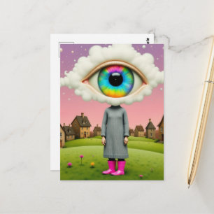 Carte Postale Son tête dans les nuages art surréaliste