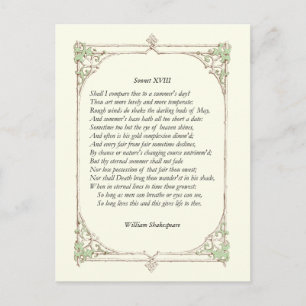 Carte Postale Sonnet # 18 par William Shakespeare