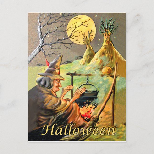 Carte Postale sorcellerie d'Halloween (Devant)