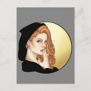 Carte Postale Sorcière au clair de lune