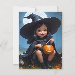 Carte Postale Sorcière bébé Halloween