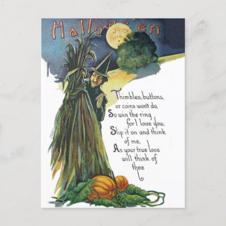 Carte Postale Sorcière cachée avec un poème d'Halloween