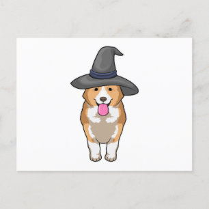 Carte Postale Sorcière Corgi