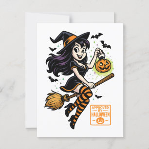 Carte Postale Sorcière de dessin - Approuvé par Halloween