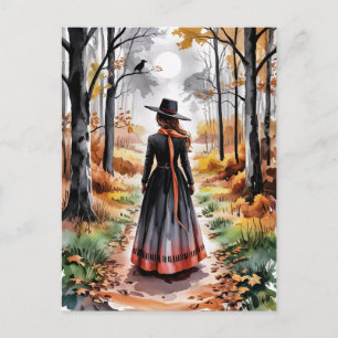 Carte Postale Sorcière de forêt d'Halloween tendance et effrayan