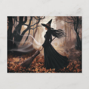 Carte Postale Sorcière de Halloween Moderne Branchée dans la For