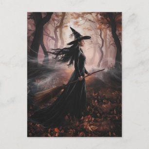 Carte Postale Sorcière de Halloween Moderne Branchée dans la For