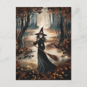 Carte Postale Sorcière de Halloween Moderne Branchée dans la For