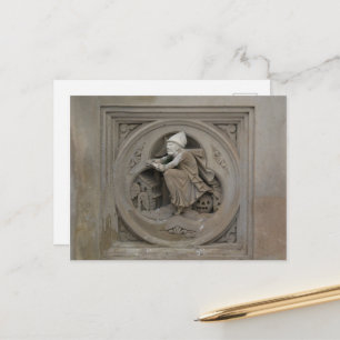 Carte Postale Sorcière d'Halloween sur Broom 3d Stone Carving Ph