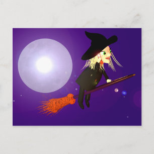 Carte Postale Sorcière d'Halloween sur téléphone portable