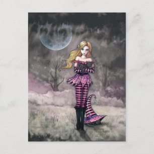 Carte postale Sorcière et Chats noirs