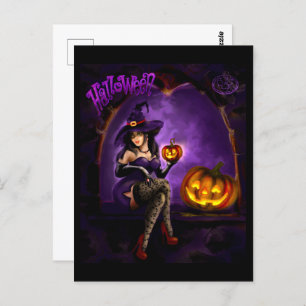 Carte postale sorcière Halloween
