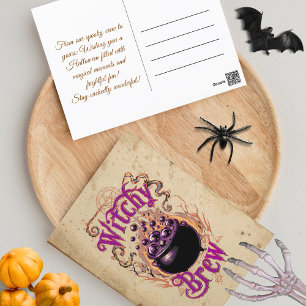Carte Postale Sorcière Halloween Cauldron Brew Vintage personnal