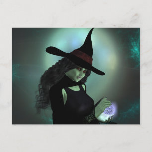 Carte Postale Sorcière Méchante Jetant un Sortilège