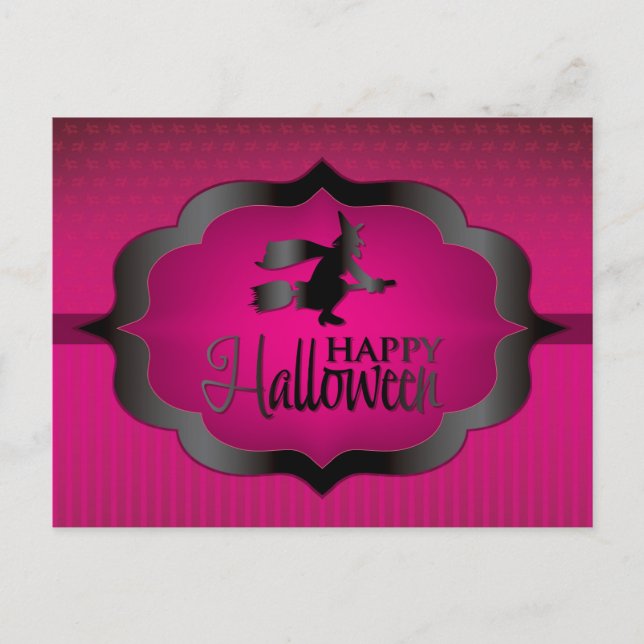 Carte Postale Sorcière rose d'Halloween (Devant)