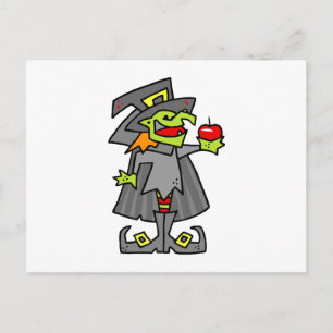 Carte Postale Sorcière tenant une pomme rouge